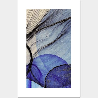 Black and Blue Abstract Art Posters and Art